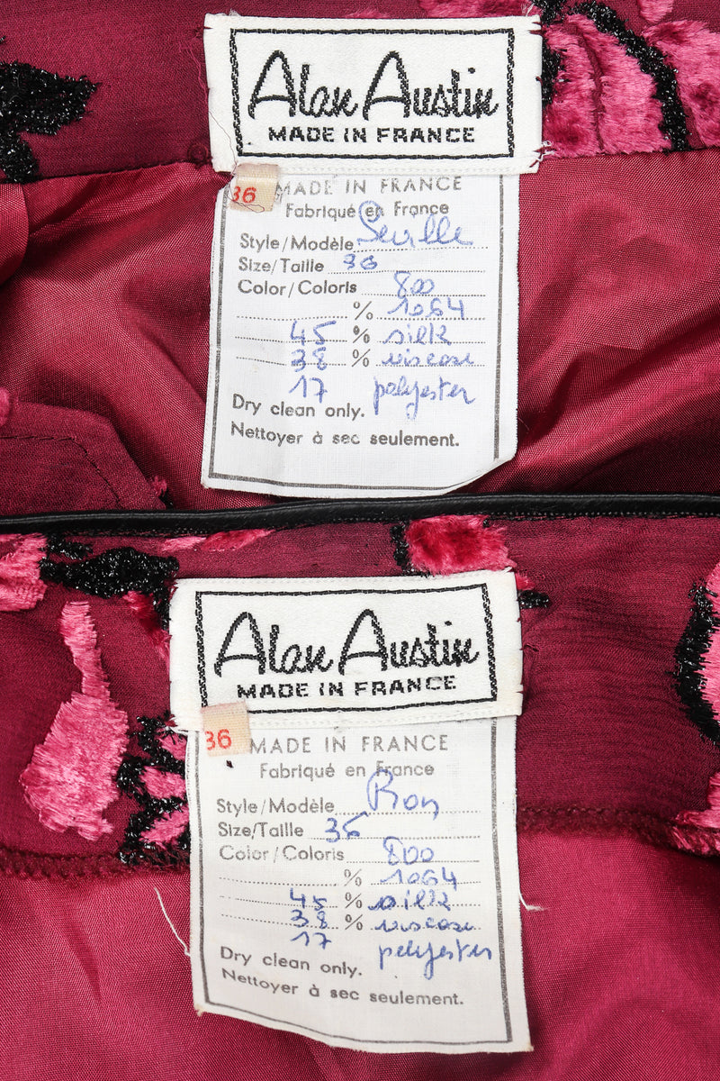 Recess Designer Consignment Vintage Alan Austin Velvet Lamé Burnout Camisole & Skirt Set Los Angeles Resale