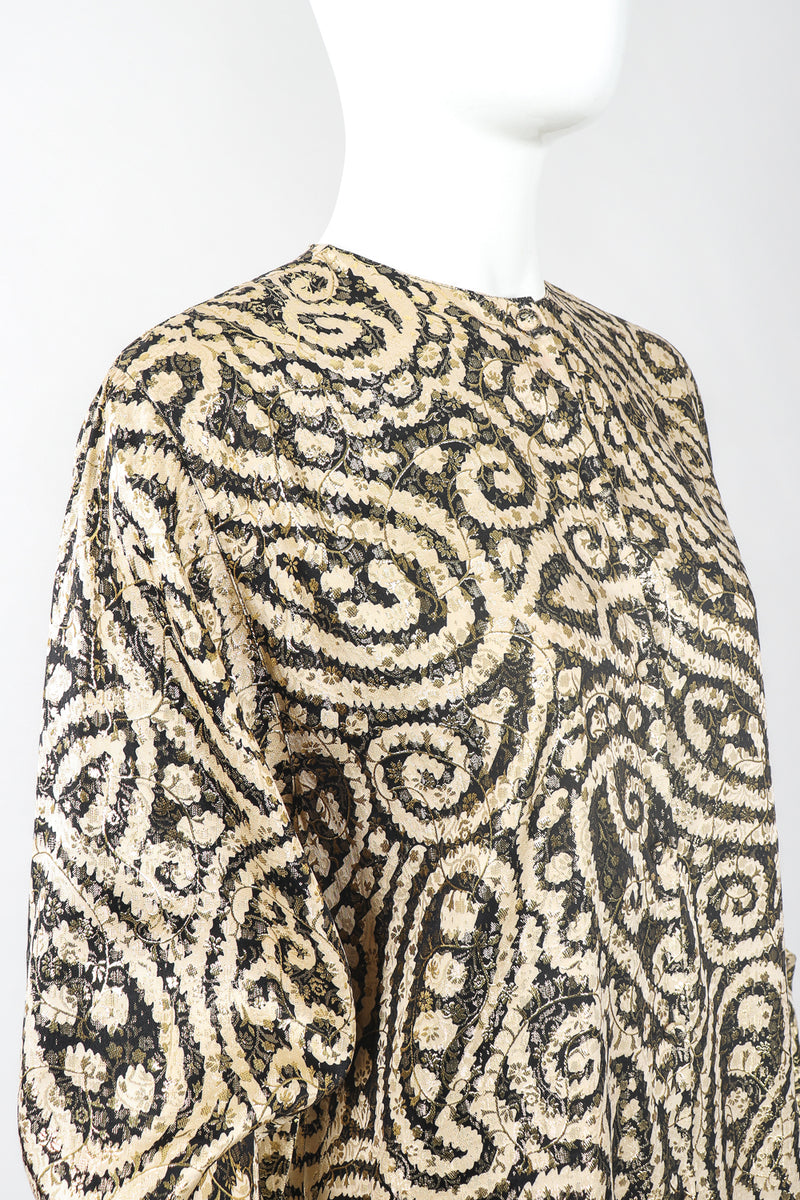 Recess Designer Consignment Vintage Alan Austin Golden Metallic Lamé Paisley Silk Blouse Los Angeles Resale