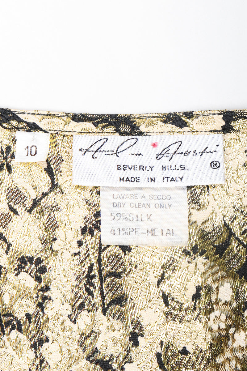 Recess Designer Consignment Vintage Alan Austin Golden Metallic Lamé Paisley Silk Blouse Los Angeles Resale