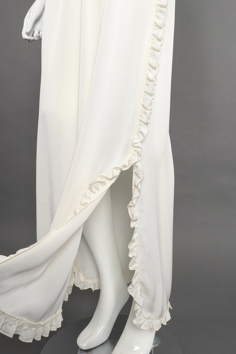 Vintage Albert Capraro Ruffle Wrap Halter Dress on Mannequin side vent at Recess Los Angeles