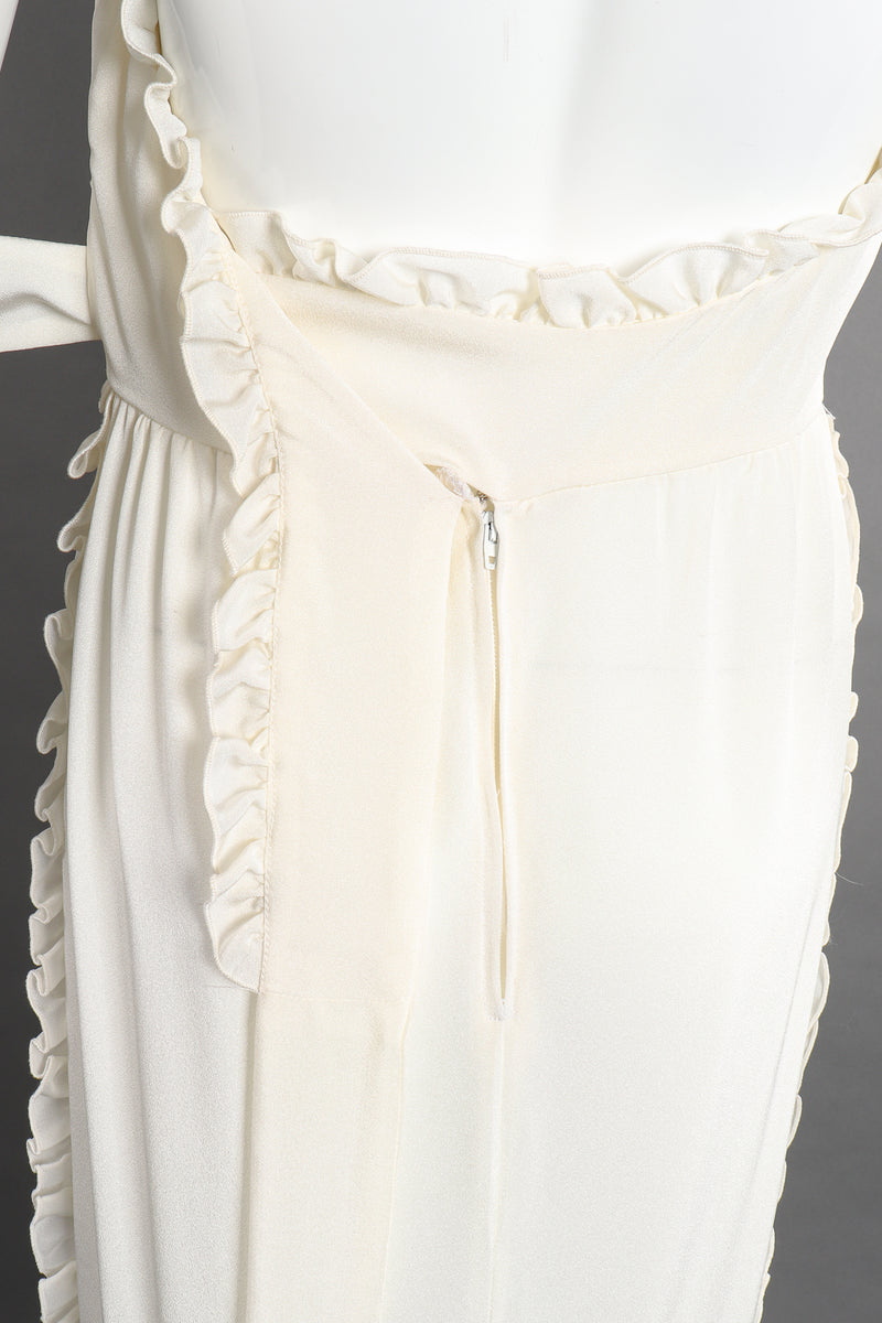 Vintage Albert Capraro Ruffle Wrap Halter Dress on Mannequin wrap detail at Recess Los Angeles