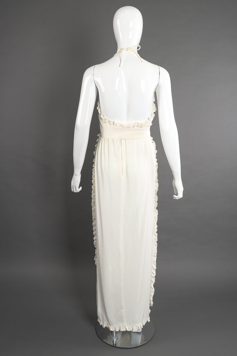 Vintage Albert Capraro Ruffle Wrap Halter Dress on Mannequin back at Recess Los Angeles