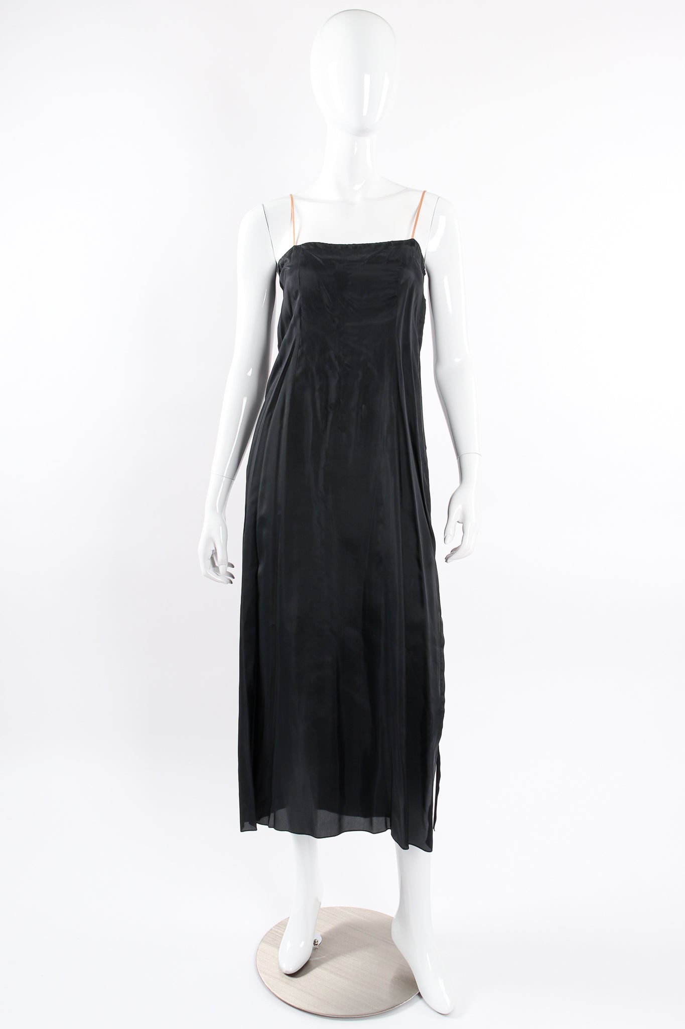 Vintage Albert Nipon Chantilly Lace Peasant Dress on Mannequin lining slip front at Recess LA