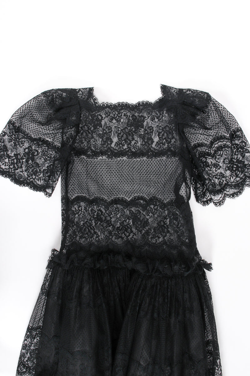 Vintage Albert Nipon Chantilly Lace Peasant Dress flat at Recess LA