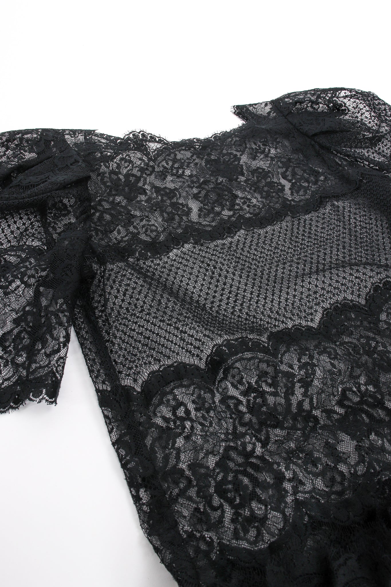 Vintage Albert Nipon Chantilly Lace Peasant Dress lace detail at Recess LA