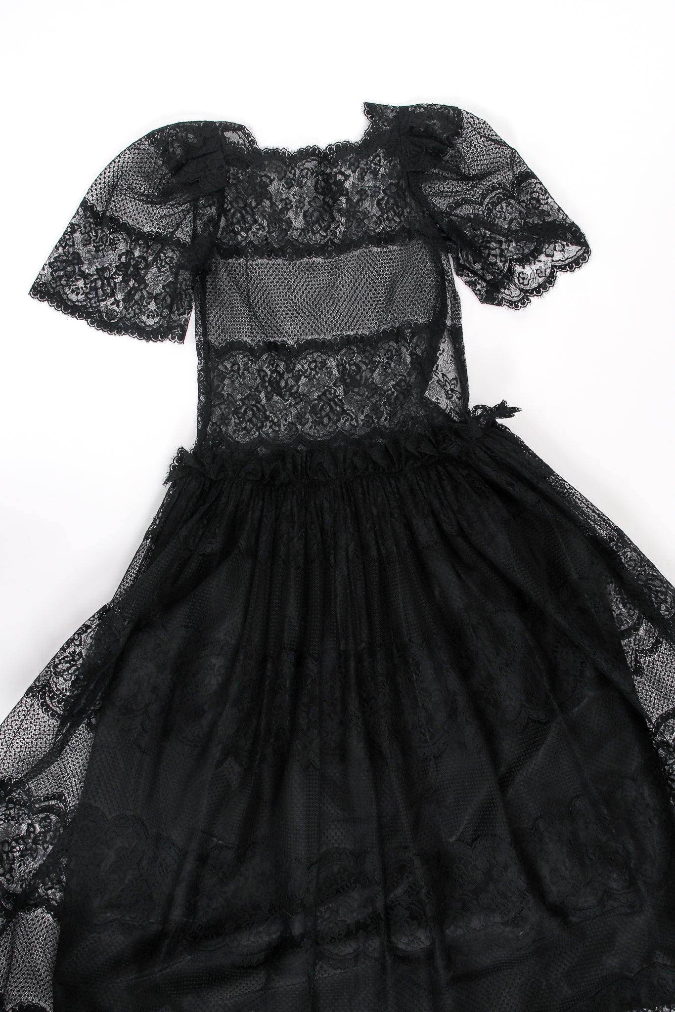 Vintage Albert Nipon Chantilly Lace Peasant Dress flat at Recess LA