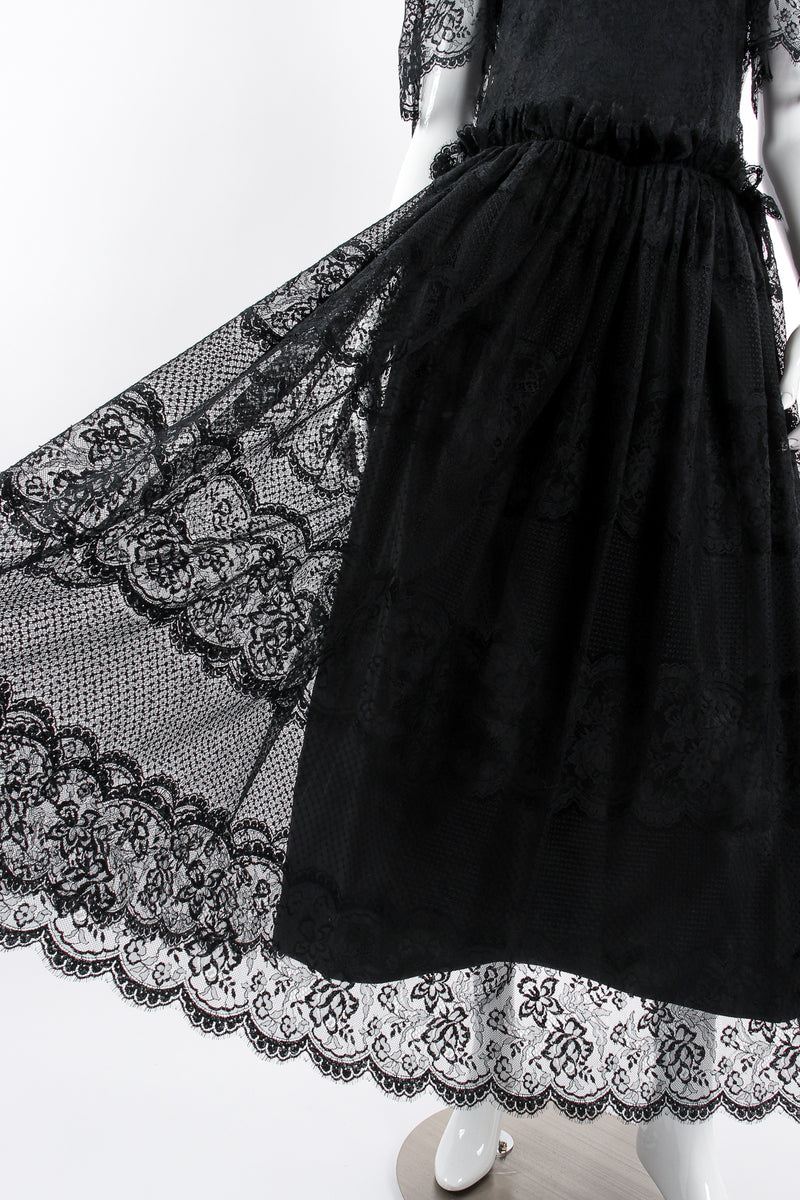 Vintage Albert Nipon Chantilly Lace Peasant Dress on Mannequin skirt at Recess Los Angeles