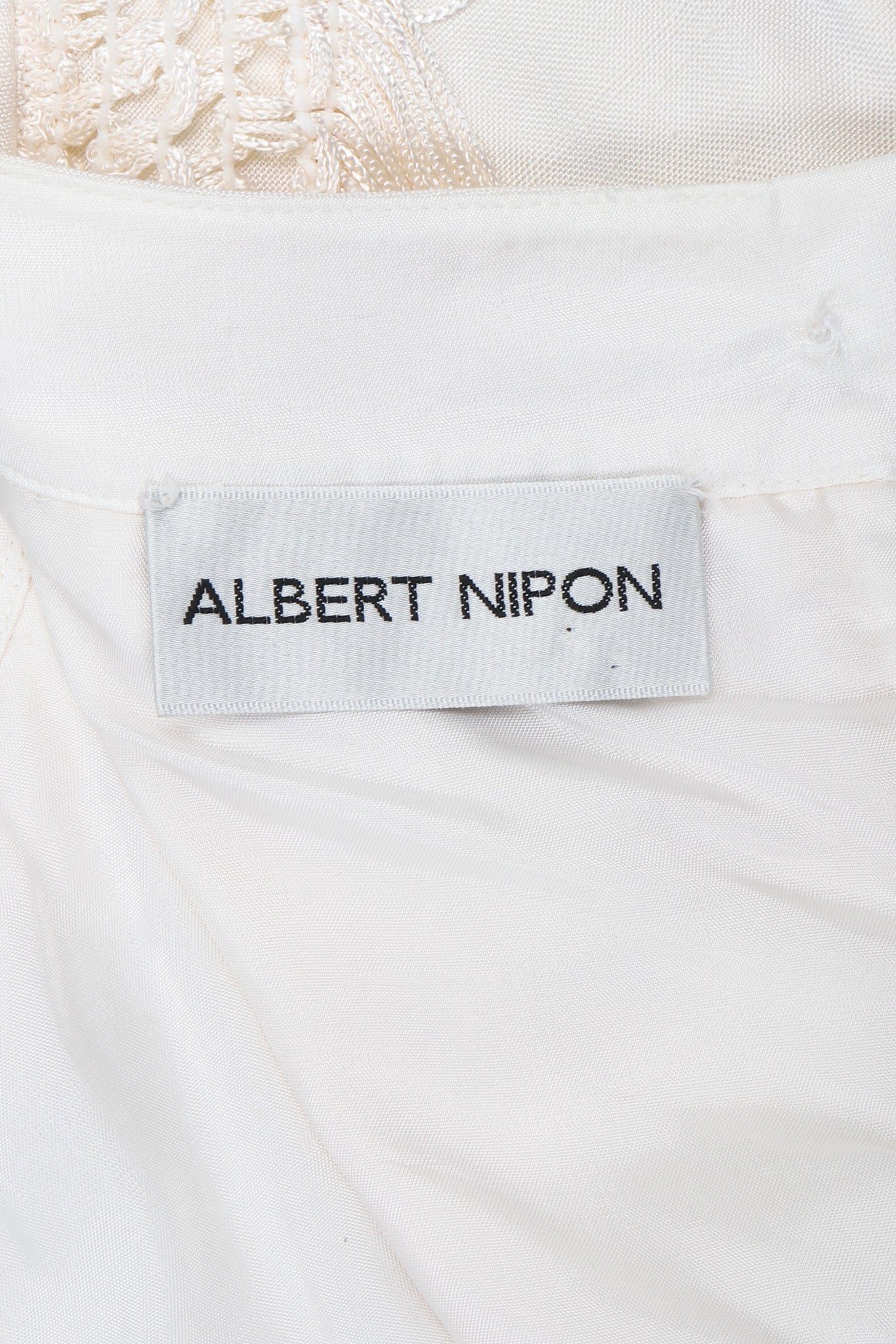 Recess Los Angeles Vintage Albert Nipon Raw Silk Fringed Bateau Cocktail Wedding Bridal Dress