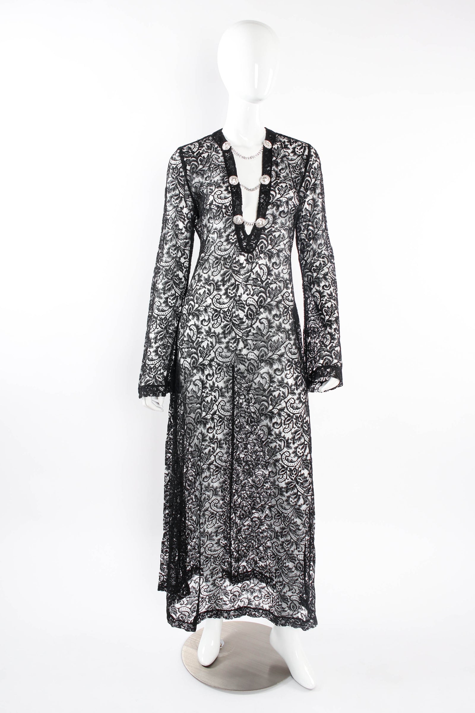 Alessandra Rich 2019 S/S Chained Rhinestone Sheer Lace Gown – Recess