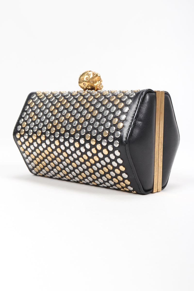Vintage Alexander McQueen Studded Leather Hexagon Skull Clutch Crossbody Bag Recess Vintage Alexander McQueen Studded Leather Hexagon Skull Clutch Crossbody Bag Recess
