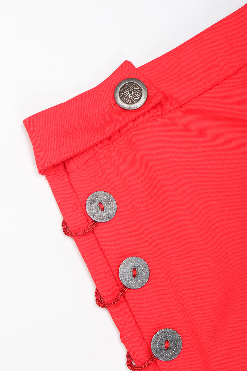 Recess Designer Consignment Vintage Alexander McQueen Red Matador Peekaboo Ladder Cutout Button Tuxedo Pant Los Angeles Resale