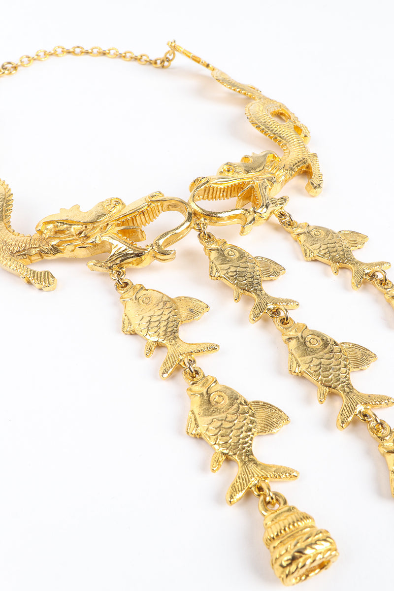 Vintage Alexis Kirk Auspicious Dragon & Fish Collar Necklace angle At Recess Los Angeles