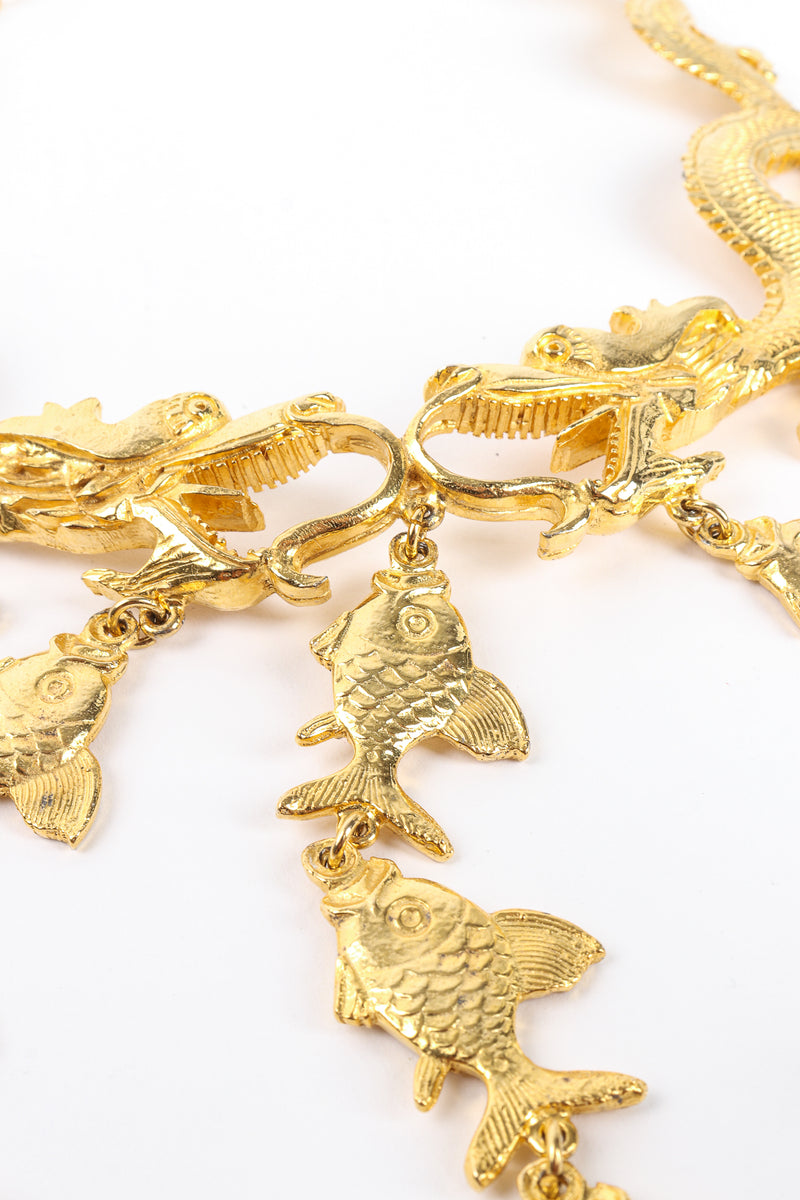 Vintage Alexis Kirk Auspicious Dragon & Fish Collar Necklace dish detail At Recess Los Angeles