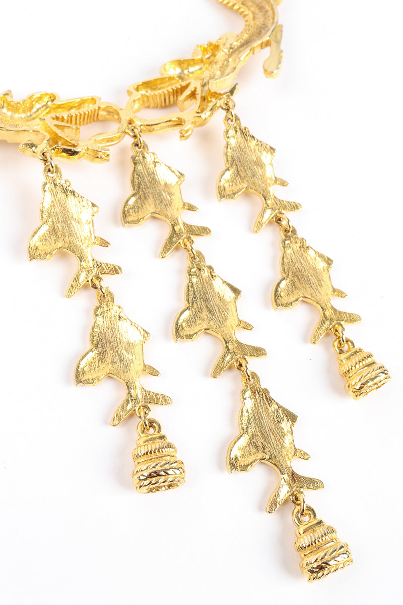 Vintage Alexis Kirk Auspicious Dragon & Fish Collar Necklace back detail At Recess Los Angeles