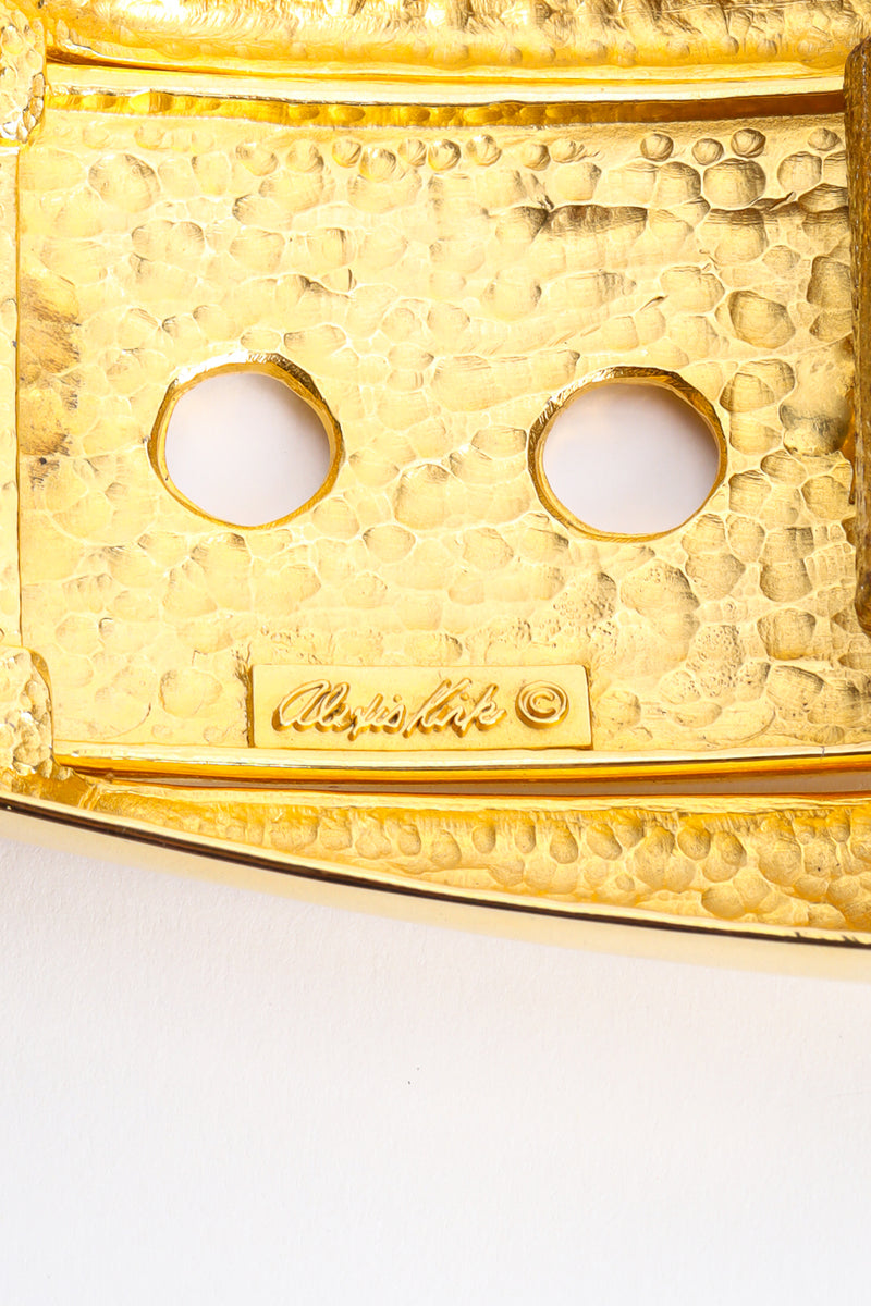 Gold coated snakeskin leather with large gold metal faux buckle by Alexis Kirk signed metal makers mark @recessla
