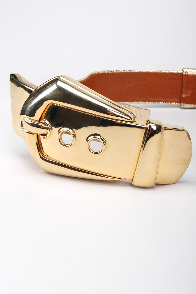 Recess Los Angeles Vintage Alexis Kirk Oversized Lamé Gold Metal Buckle Belt
