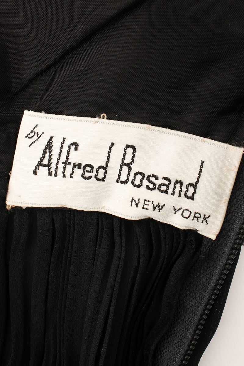 Vintage Alfred Bosand Asymmetrical Pleated Sleeve Gown label at Recess Los Angeles