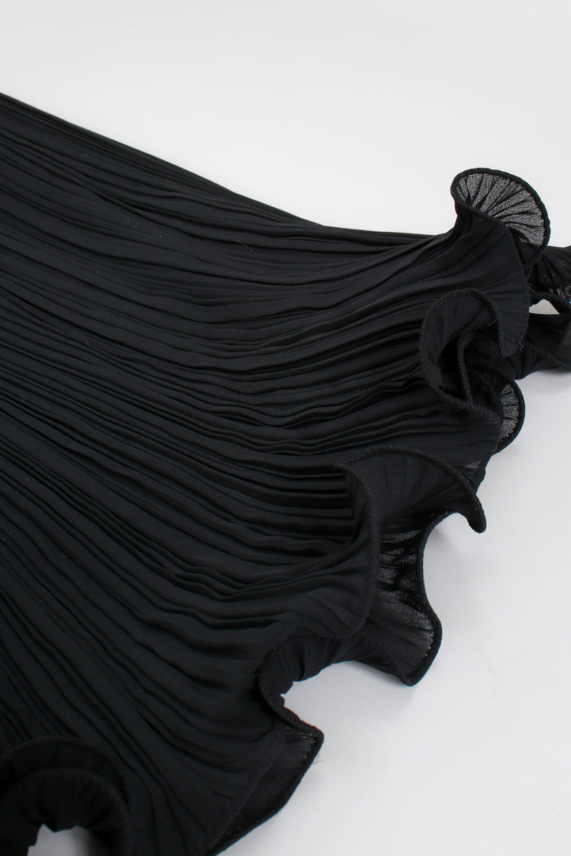 Vintage Alfred Bosand Asymmetrical Pleated Sleeve Gown lettuce hem at Recess Los Angeles