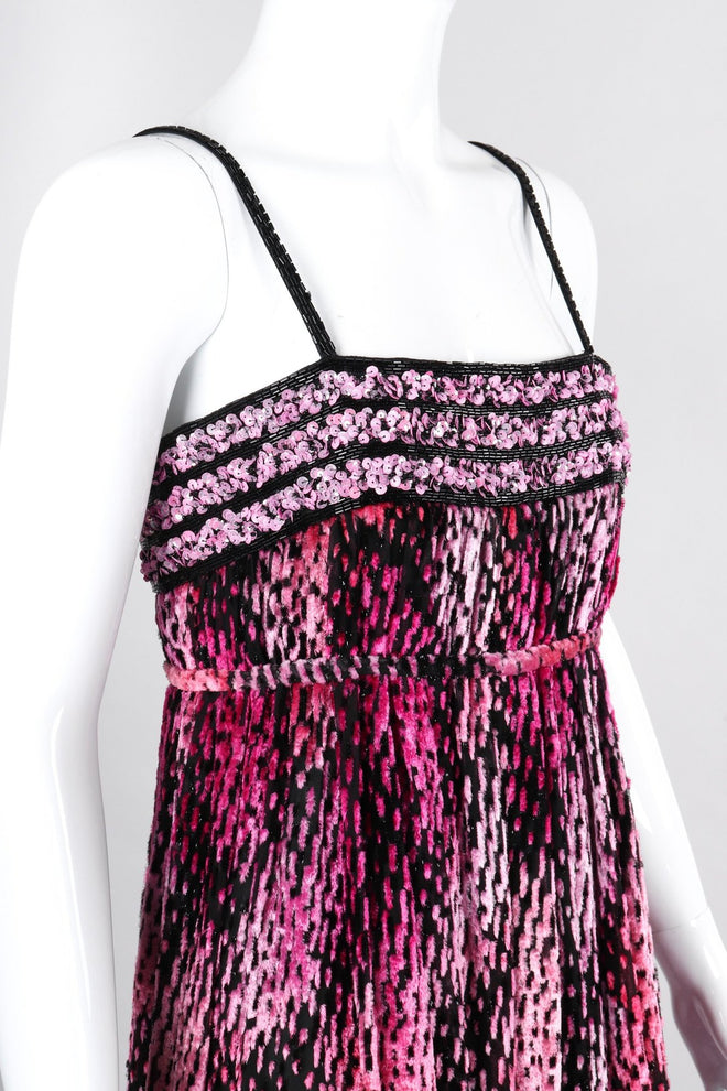 Recess Los Angeles Vintage Alfred Bosand Empire Waist Velvet Burnout Tinsel Gown