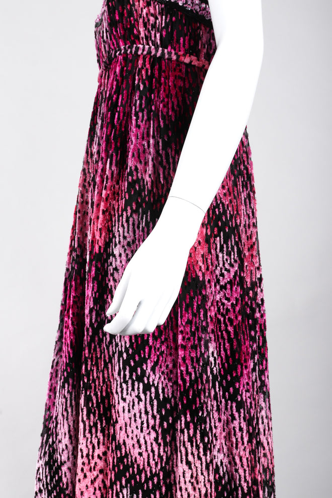 Recess Los Angeles Vintage Alfred Bosand Empire Waist Velvet Burnout Tinsel Gown