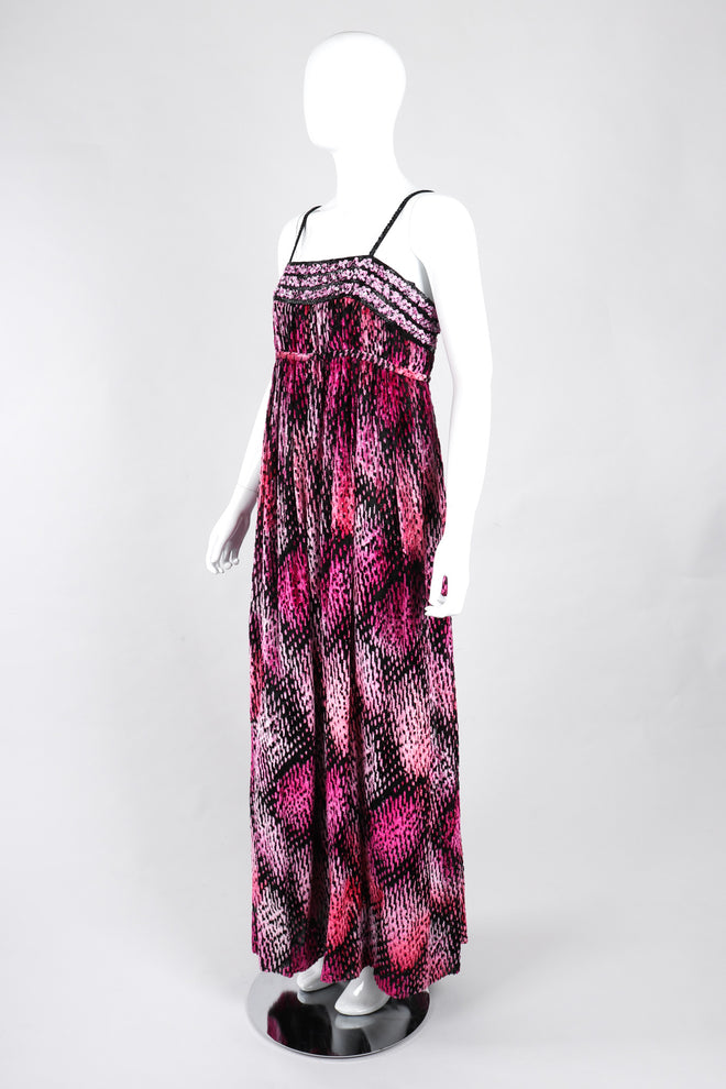 Recess Los Angeles Vintage Alfred Bosand Empire Waist Velvet Burnout Tinsel Gown