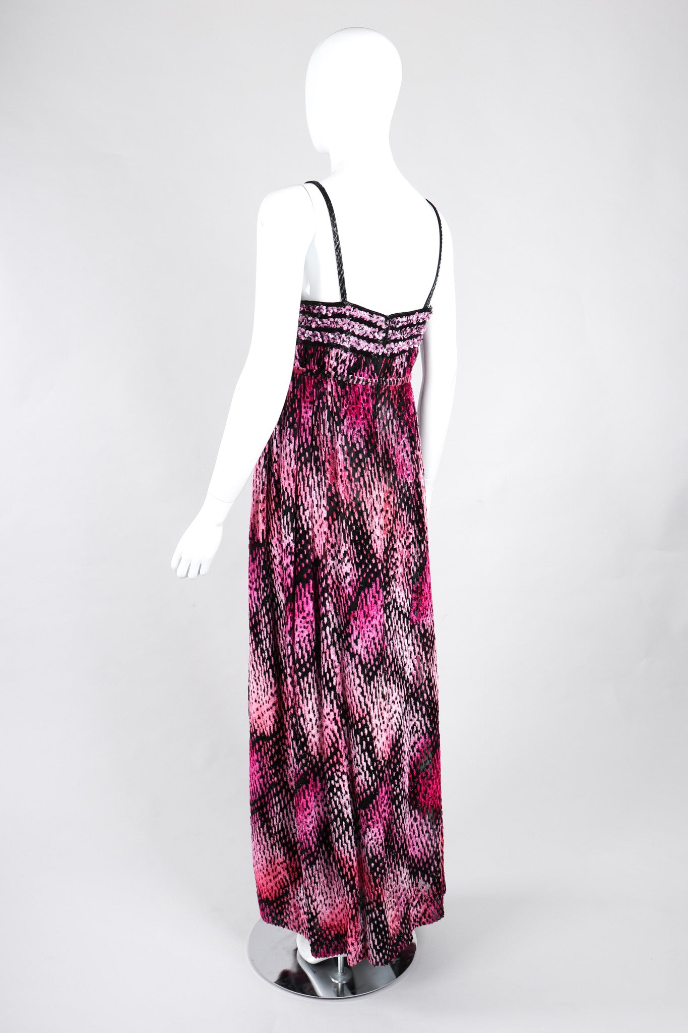 Recess Los Angeles Vintage Alfred Bosand Empire Waist Velvet Burnout Tinsel Gown
