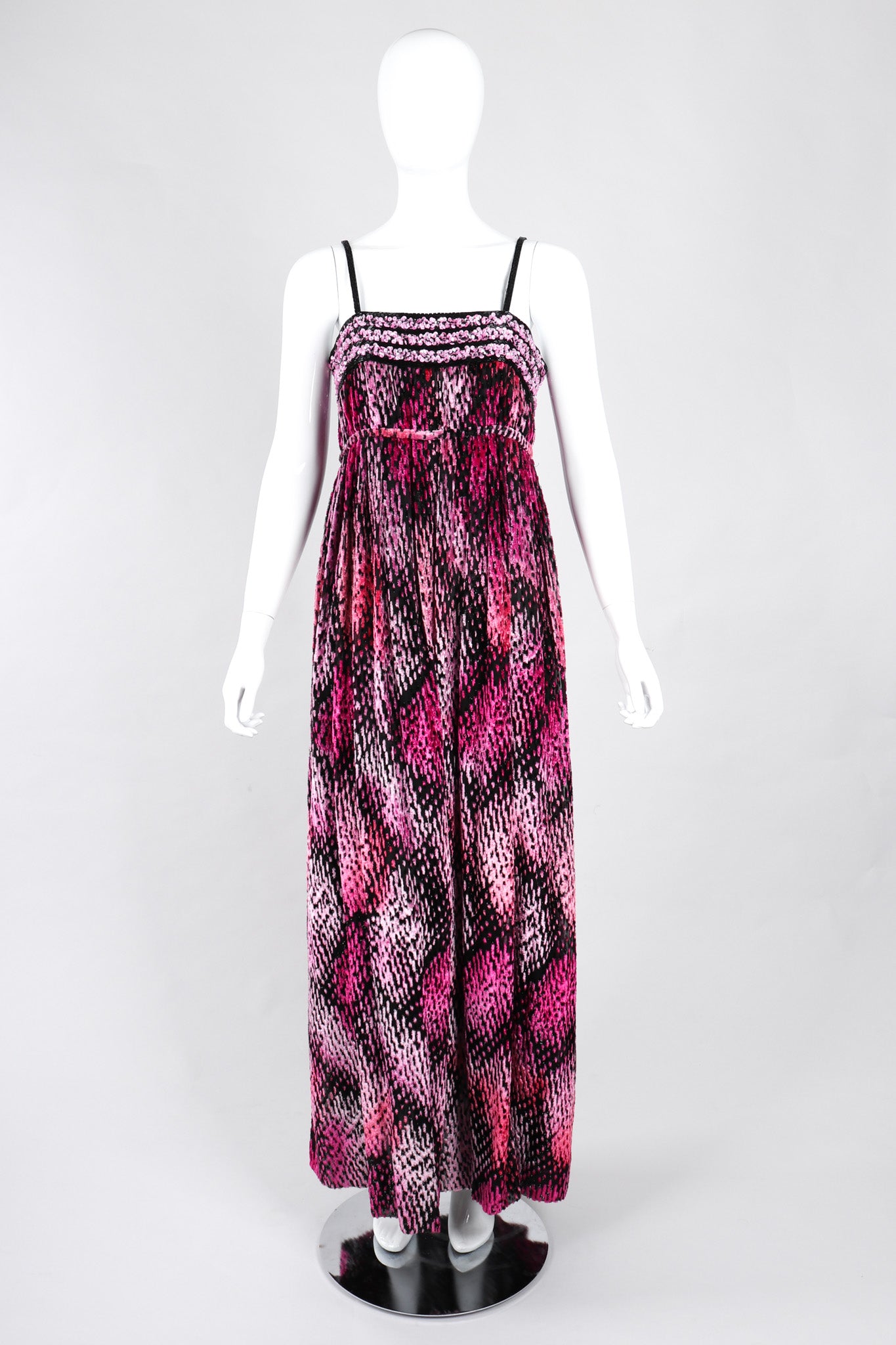 Recess Los Angeles Vintage Alfred Bosand Empire Waist Velvet Burnout Tinsel Gown