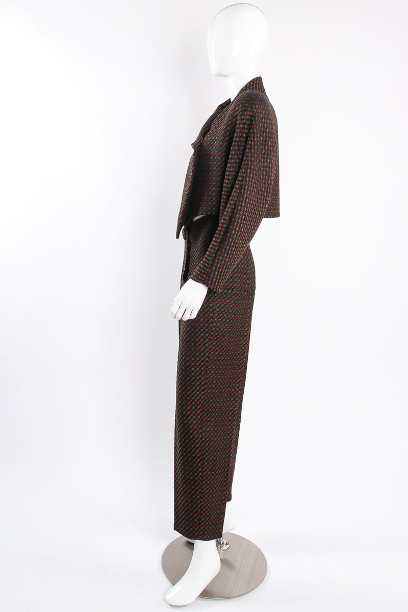 Sculptural Draped Tweed Jacket & Pant Suit