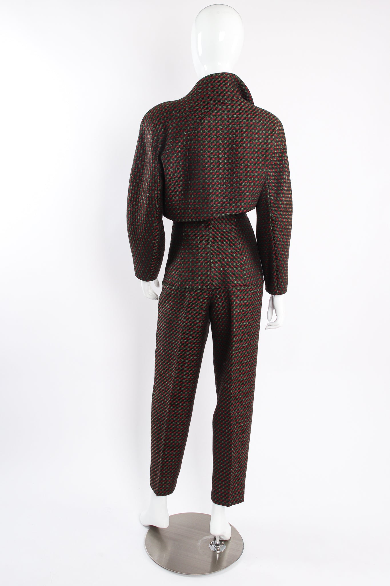 Sculptural Draped Tweed Jacket & Pant Suit