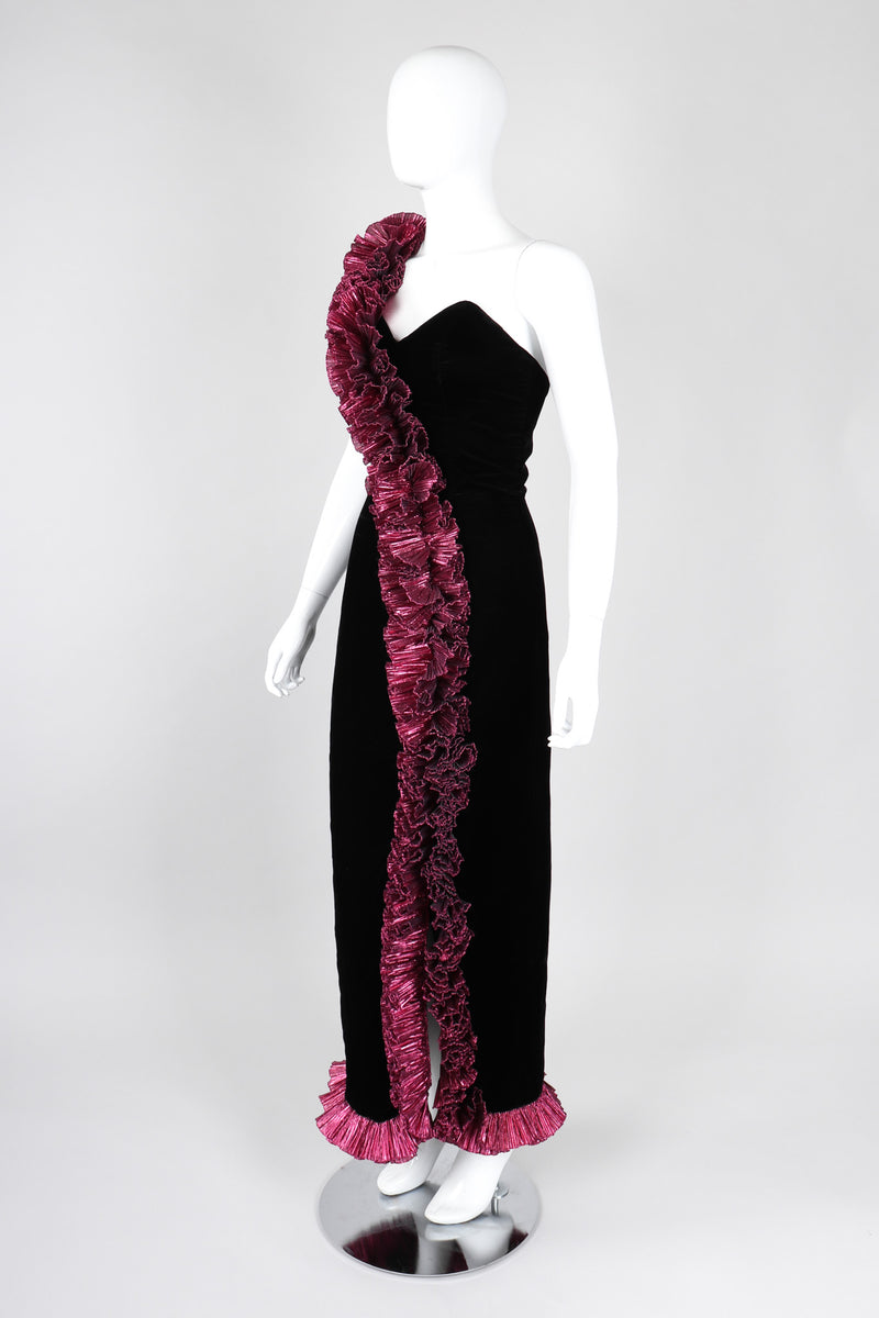 Recess Los Angeles Vintage Alyce Designs Lamé Ruffle Strap Velvet Barbie Gown