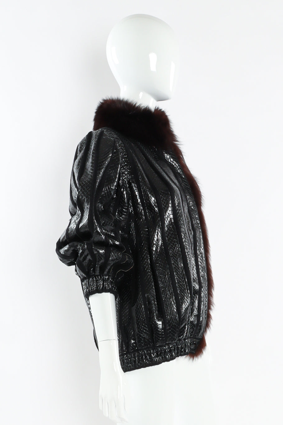Vintage Amen Wardy Snake Leather Fur Jacket mannequin side sleeves rolled @ Recess LA