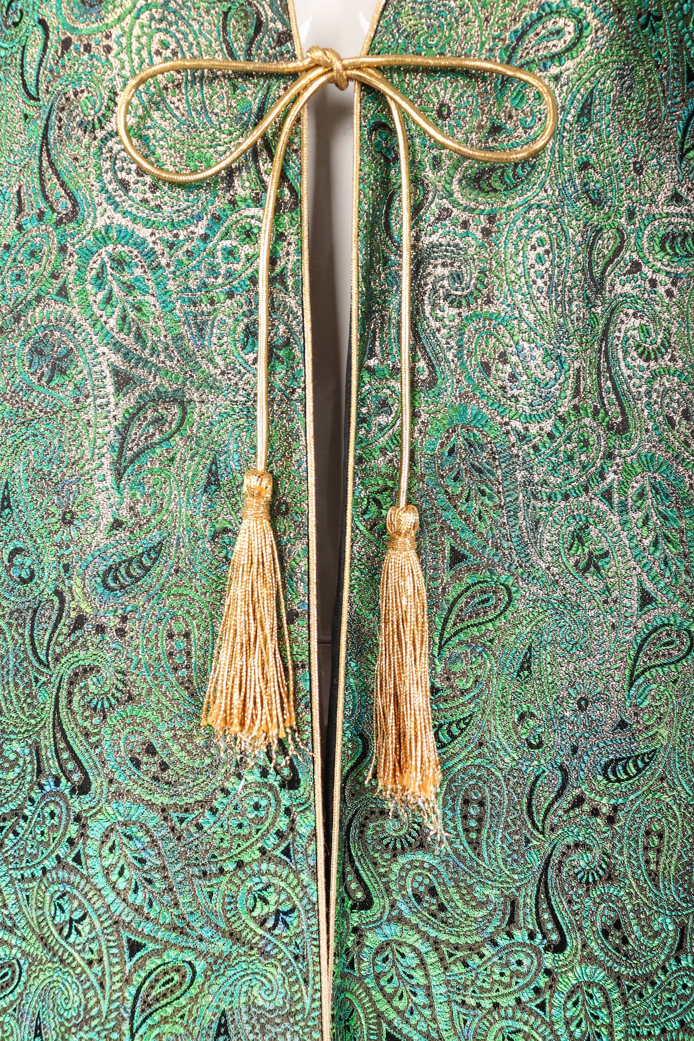 Recess Los Angeles Vintage Amen Wardy Paisley Gold Brocade Cocoon Kimono Coat