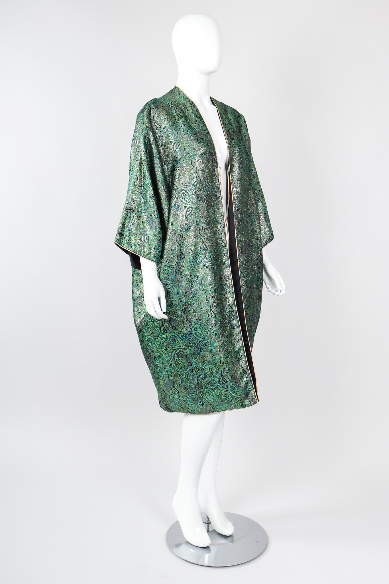 Recess Los Angeles Vintage Amen Wardy Paisley Gold Brocade Cocoon Kimono Coat