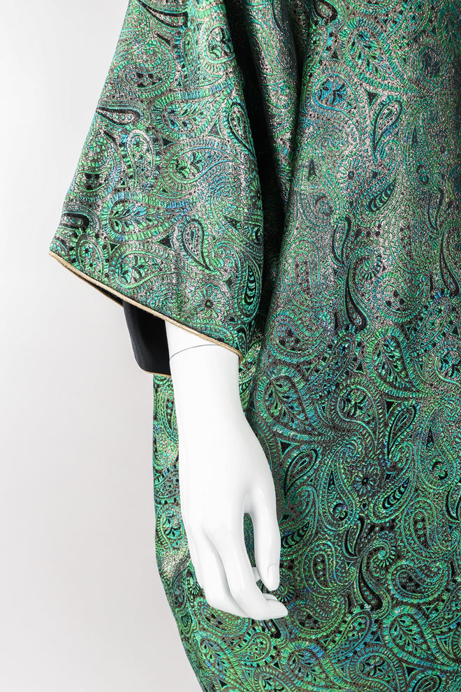 Recess Los Angeles Vintage Amen Wardy Paisley Gold Brocade Cocoon Kimono Coat