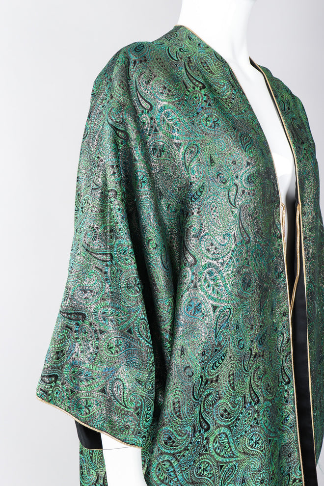 Recess Los Angeles Vintage Amen Wardy Paisley Gold Brocade Cocoon Kimono Coat