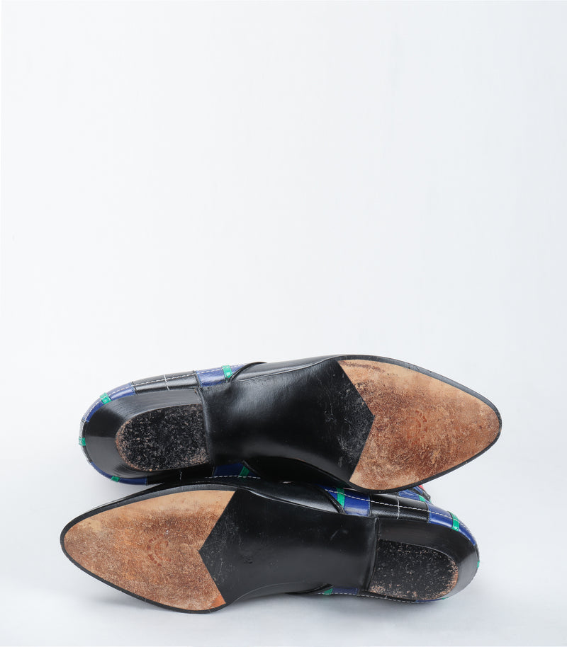 Recess Vintage Andrea Pfister Leather Applique Plaid Boots soles