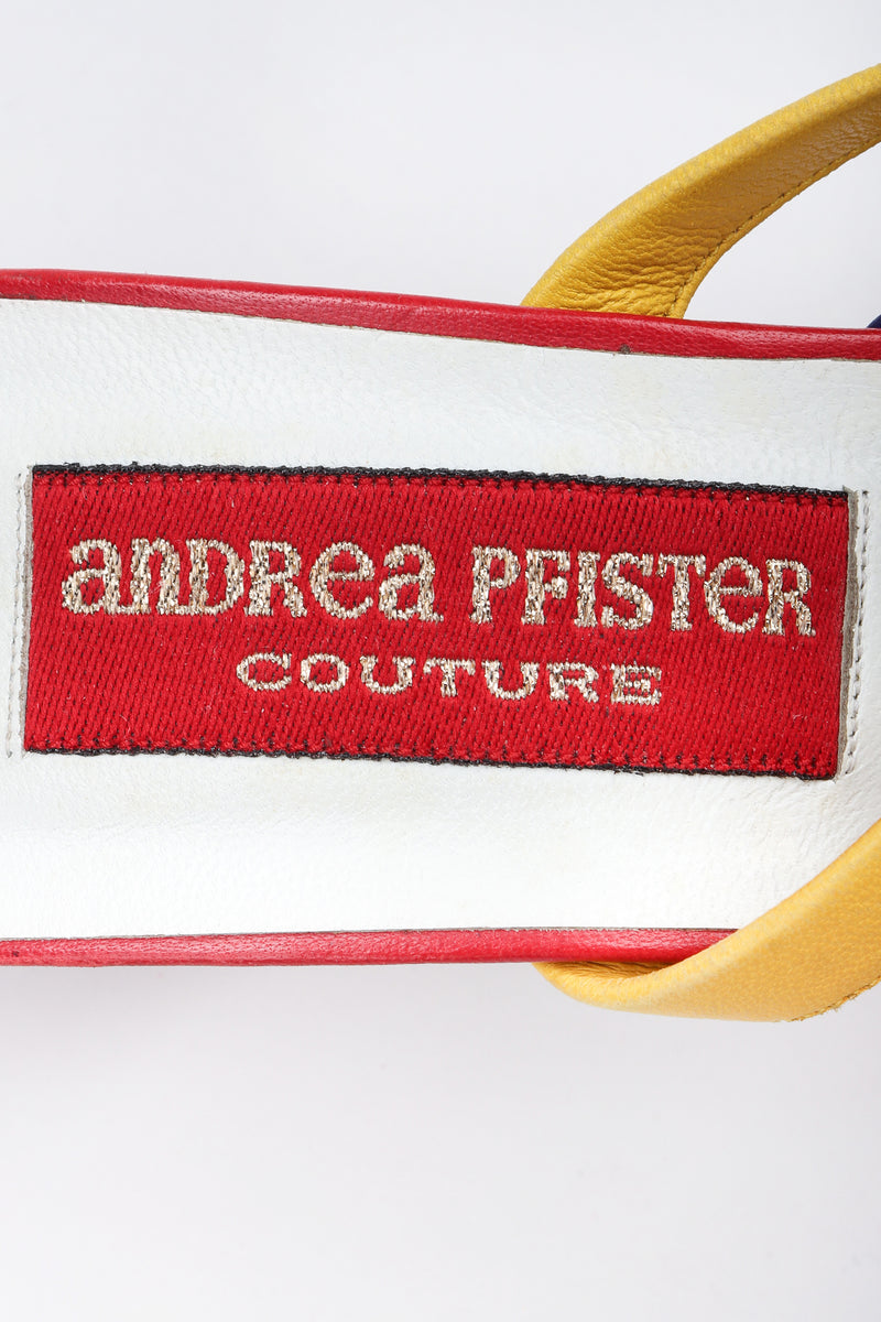 Recess Los Angeles Designer Consignment Vintage Andrea Pfister Rainbow Strappy Slide Sandals Heels