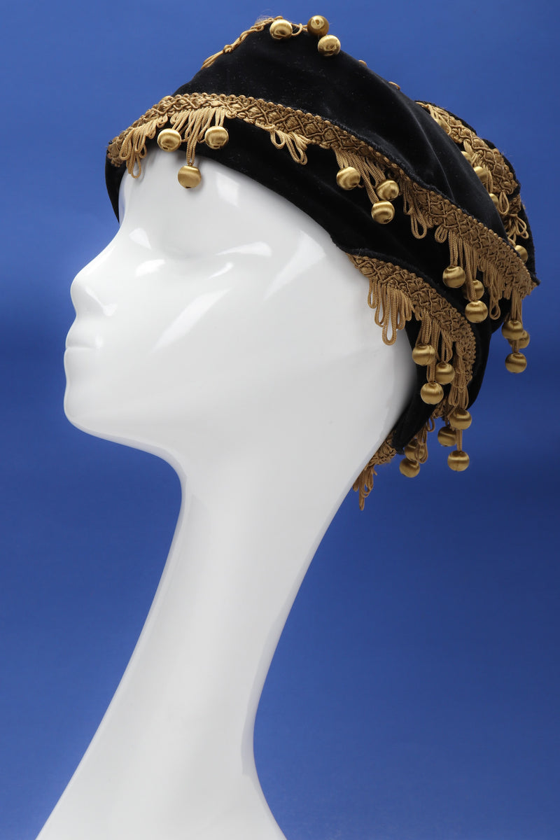 Recess Los Angeles Vintage Andrew Wilkie Velvet Ball Fringe Fez Toque Hat