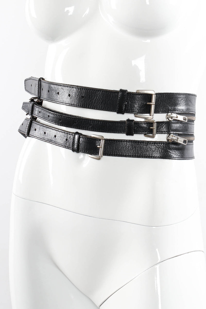 Three-Strand Leather Zipper Belt