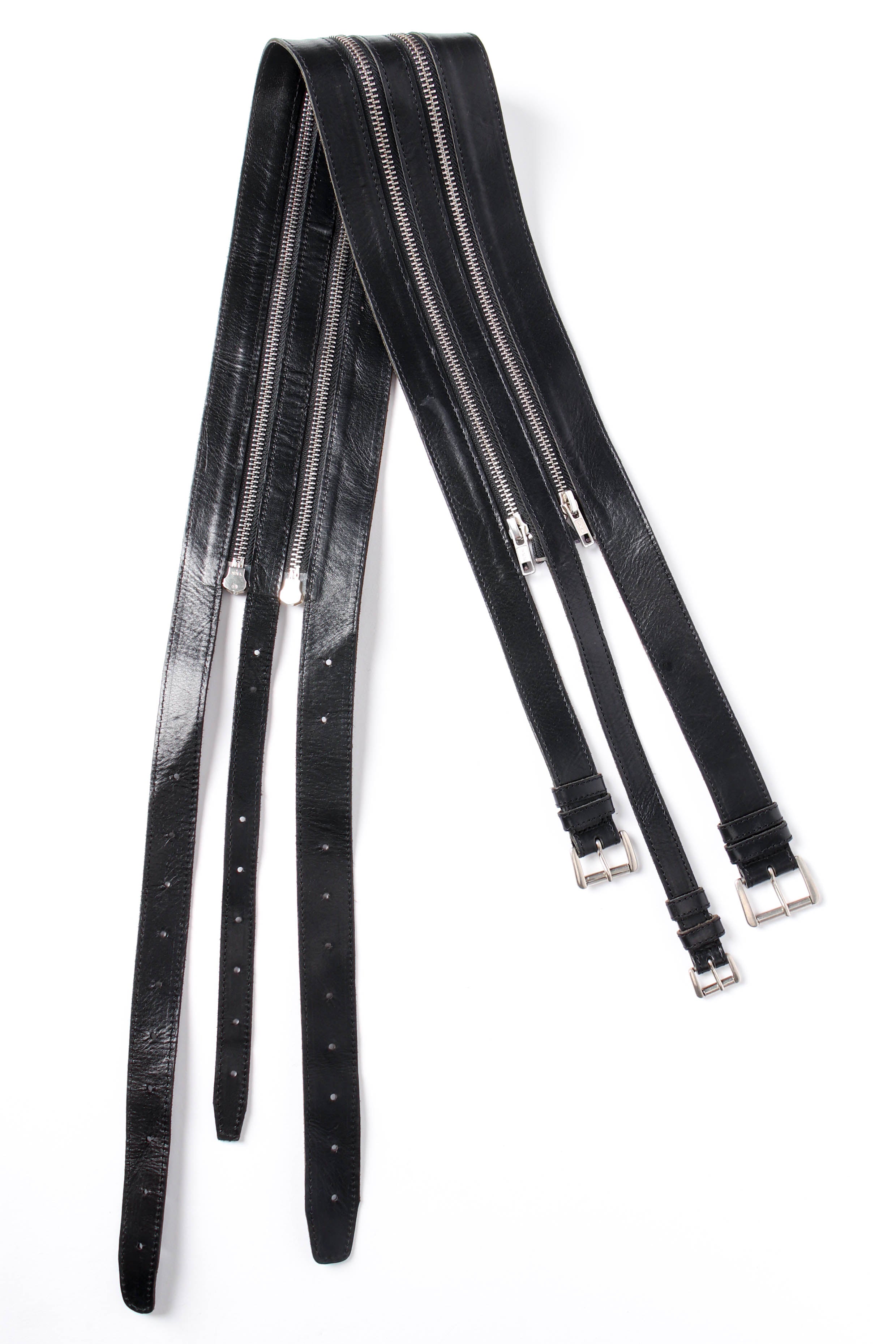 Vintage Ann Demeulemeester 3-Stranded Leather Zipper Belt at Recess LA