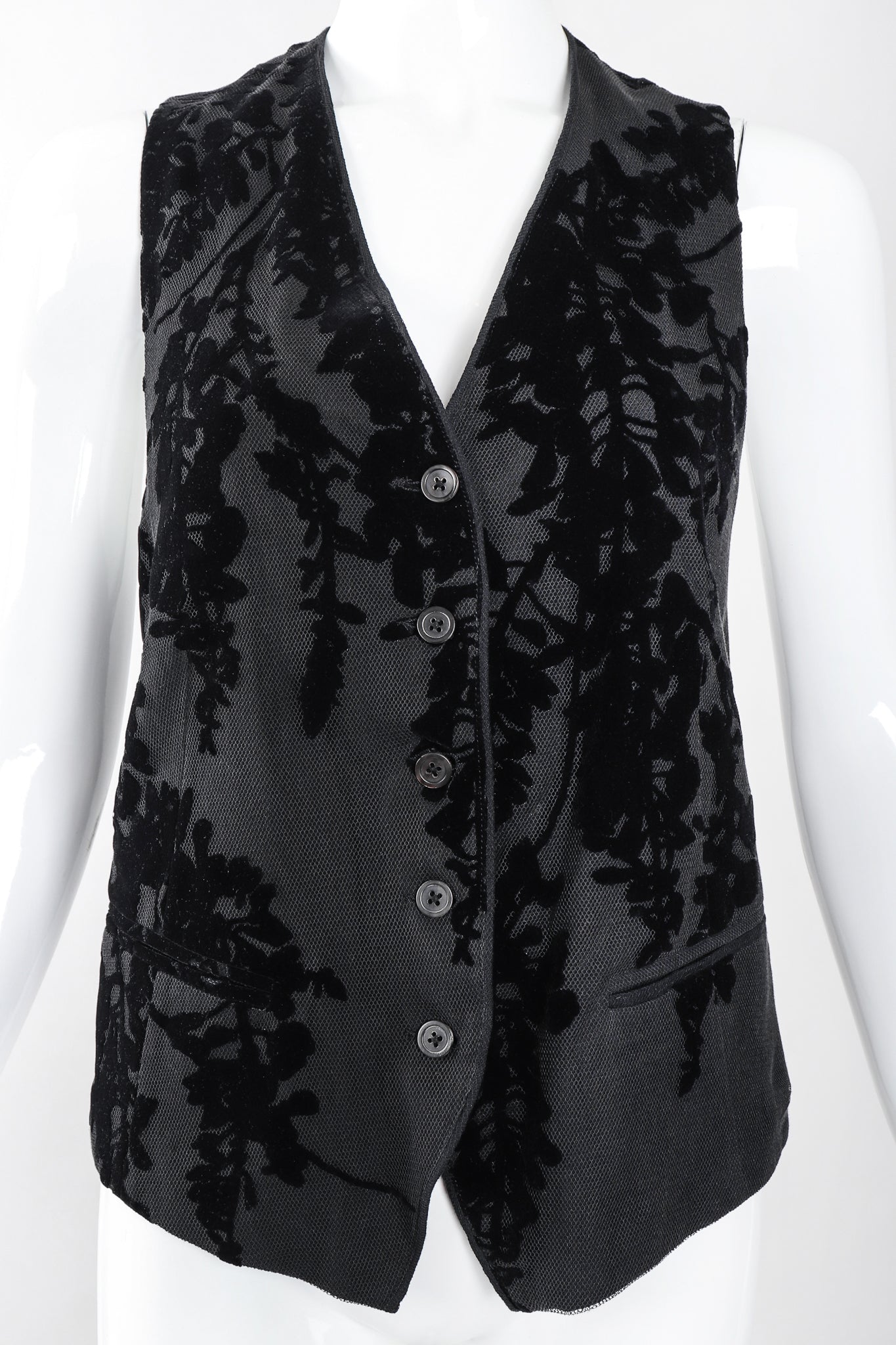 Recess Los Angeles Designer Consignment Resale Recycled Vintage Ann Demeulemeester Velvet Flocked Mesh Vest
