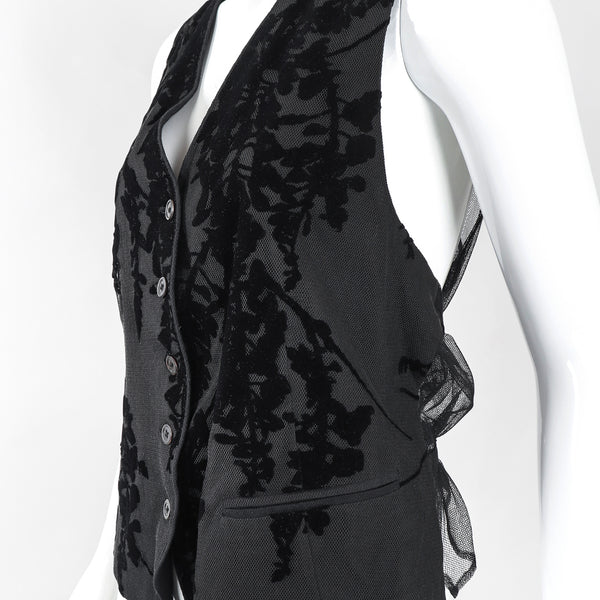 トップス Ann Demeulemeester mesh vest Vintage Ann Demeulemeester Velvet Flocked Mesh Vest – Recess