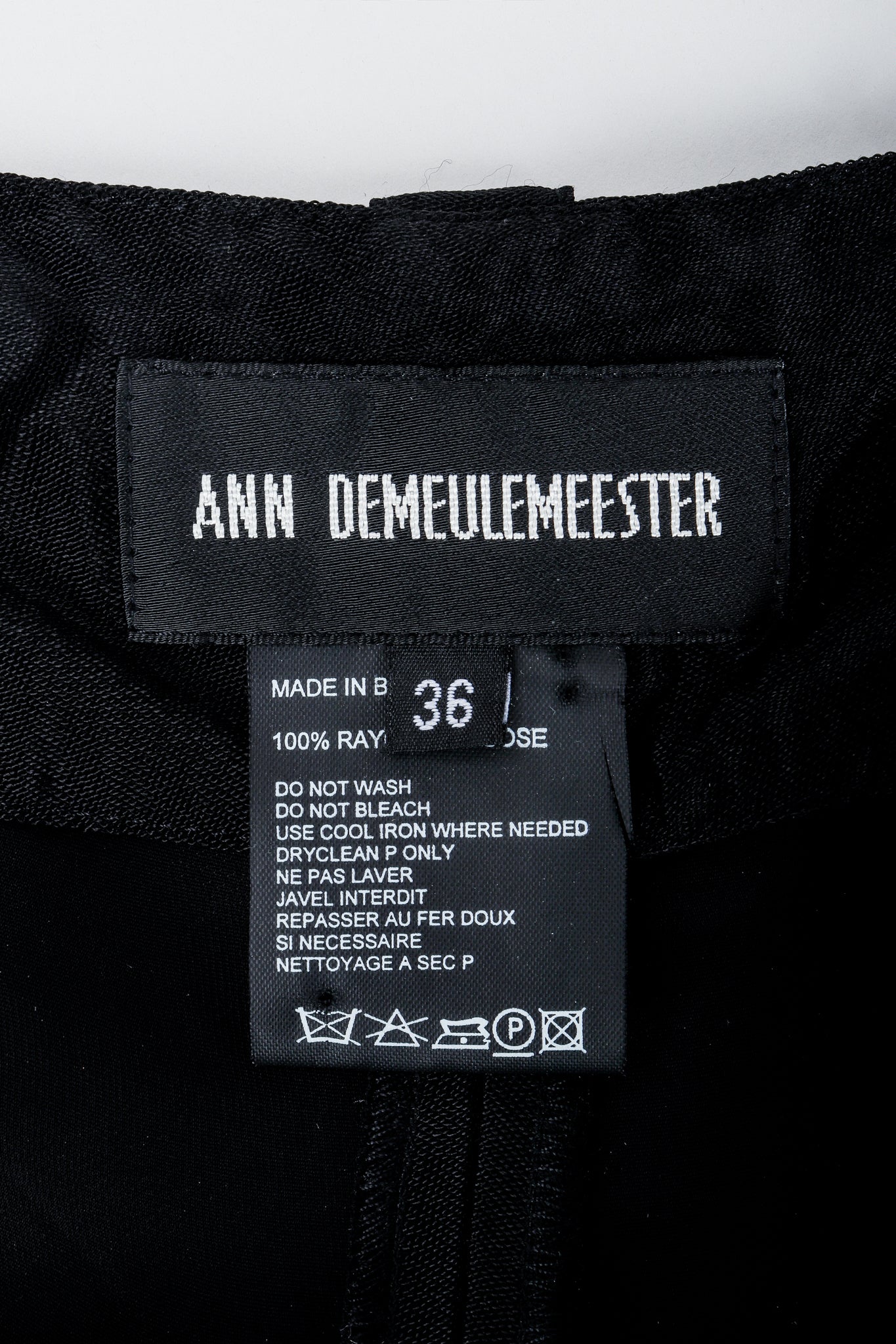 Vintage Ann Demeulemeester Label on Black