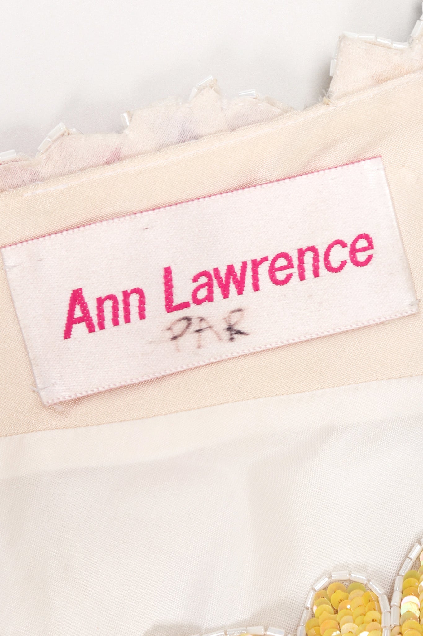 Recess Los Angeles Vintage Ann Lawrence Floral Sequin One-Shoulder Dress