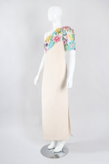 Recess Los Angeles Vintage Ann Lawrence Floral Sequin One-Shoulder Wedding Rehearsal Bridal Dress