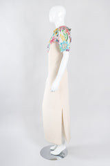 Recess Los Angeles Vintage Ann Lawrence Floral Sequin One-Shoulder Wedding Rehearsal Bridal Dress