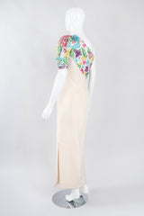 Recess Los Angeles Vintage Ann Lawrence Floral Sequin One-Shoulder Wedding Rehearsal Bridal Dress