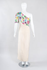 Recess Los Angeles Vintage Ann Lawrence Floral Sequin One-Shoulder Wedding Rehearsal Bridal Dress