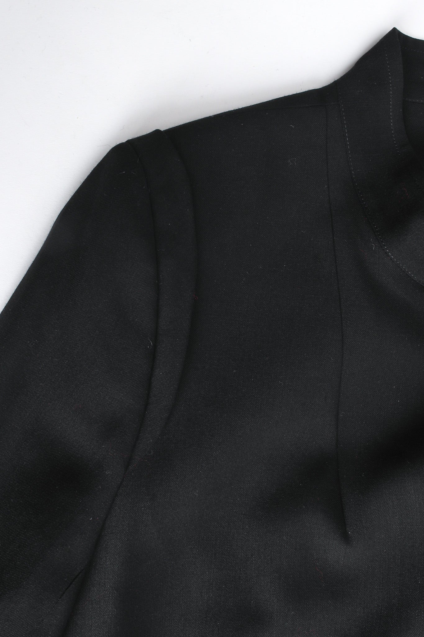 Vintage Ann Demeulemeester Diagonal Breasted Wool Jacket top collar/shoulder  line @ Recess LA