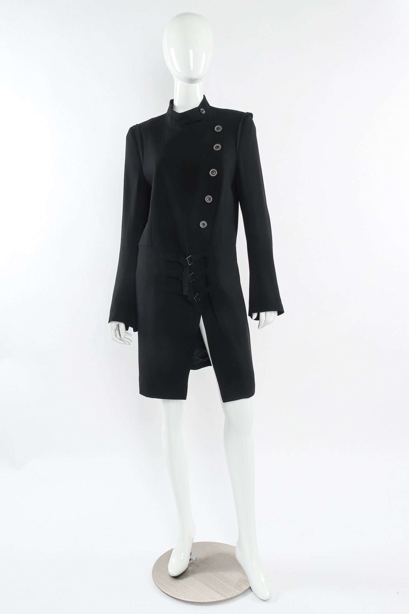 Vintage Ann Demeulemeester Diagonal Breasted Wool Jacket mannequin front @ Recess LA